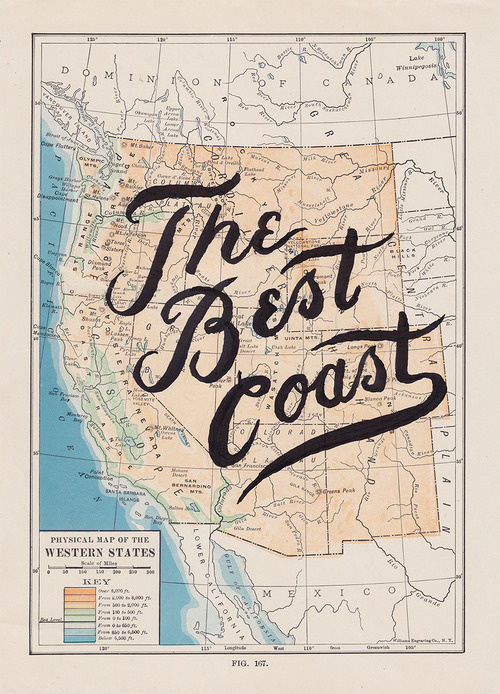 West is Best by Know Where Co. #lettering #map #best #drawn #hand #coast