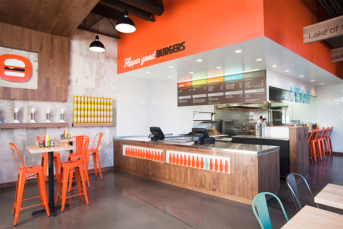 Fame, fame retail, retail, design, space, bright, bold, color, interior, Burger