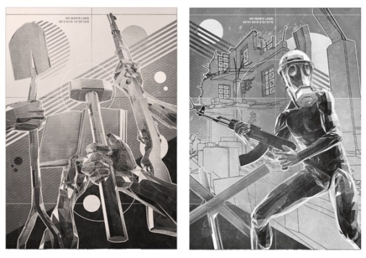 No Man's Land on the Behance Network #war #arms #geometry #stools