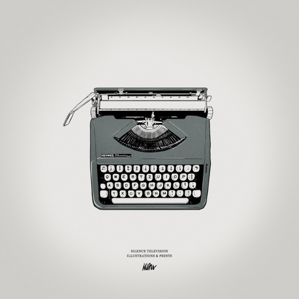 Silence Television new vintageÂ prints #white #print #black #illustration #vintage #and #type #bw #typewriter
