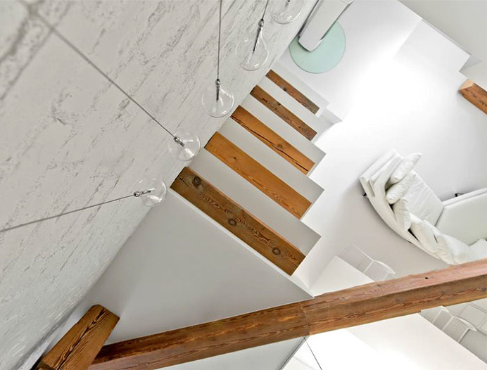 Softdecor Created Well Balanced Mezzanine Apartment in White - InteriorZine