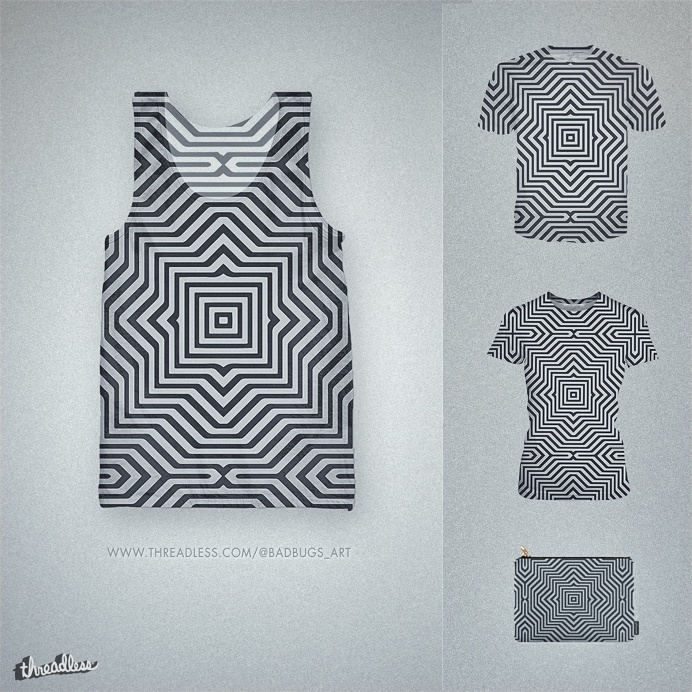 MNML Optical Illusion Pattern in b&w @threadless Amazing minimal detailed Optical illusion ind fancy black & white. Modern fashion accessor