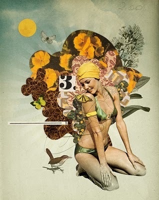 Eduardo Recife #women #collage #flowers #bird