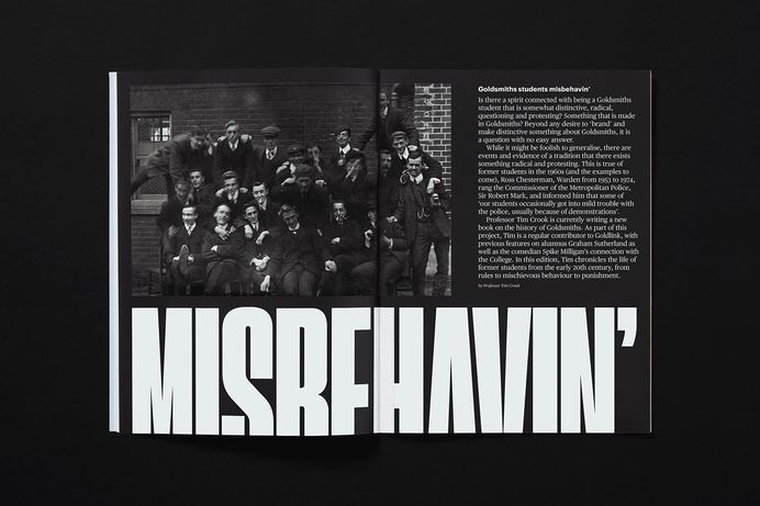 New design by Spy for Goldsmiths' alumni magazine Goldlink