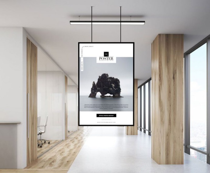 Office Indoor Hanging Poster Mockup