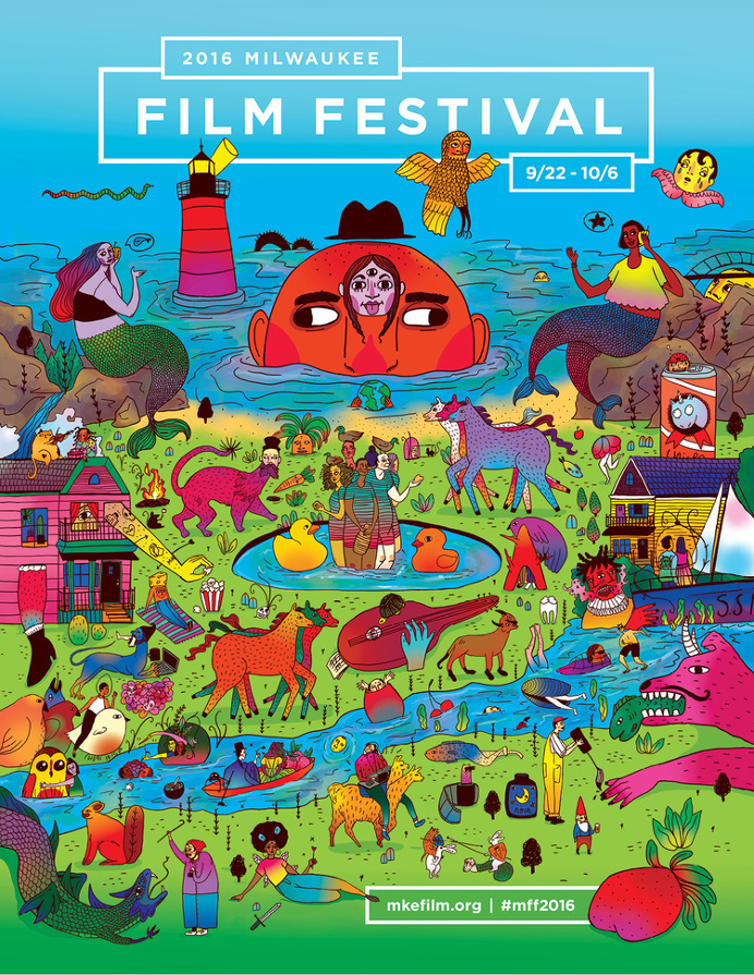 Illustration and design for 2016 Milwaukee Film Festival poster. #milwaukee #milwaukeefilm #illustration #city #cityscape