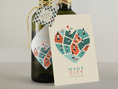 Wine City Branding // For the love of wine #branding #cityscape #illustrator #city #map #label #texture #wine #illustration #vintage #poster #animals #logo