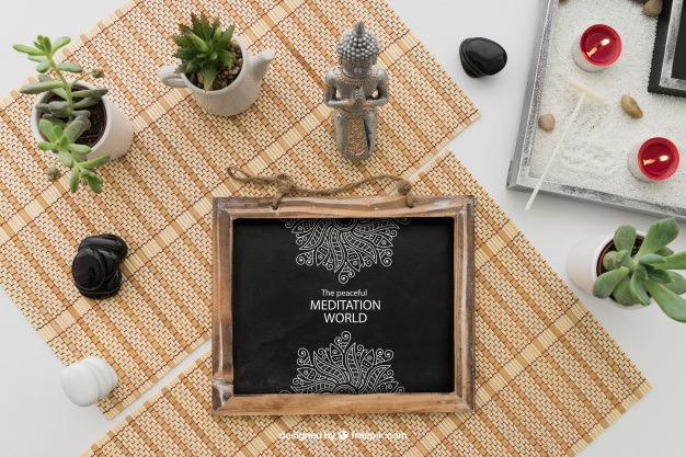 Meditation composition Free Psd. See more inspiration related to Mockup, Spa, Health, Cute, Yoga, Text, Chalkboard, Mock up, Plant, Decoration, Cactus, Bamboo, Healthy, Decorative, Peace, Buddha, Mind, Balance, Relax, Pot, Meditation, Wellness, Healthy lifestyle, Candles, Lifestyle, Up, Tablecloth, Stones, Relaxation, Composition, Mock, Peaceful and Inner on Freepik.