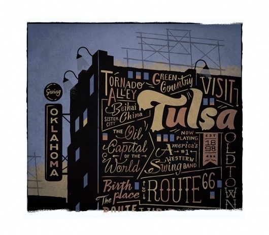 Tulsa - The Everywhere Project #danielle #davis #been #everywhere #illustration #building #tulsa #oklahoma