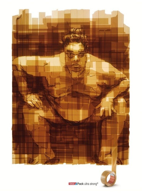 Tesa tape with Sumo tape painting #portraits #tape #art #paintings