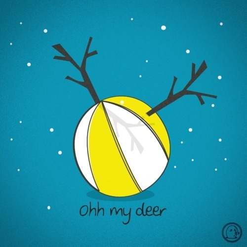 Lonelypeopleart :: Illustration • oh my deer~ Tumblr :: Etsy :: Twitter :: Facebook #deer #beach #ball #ohh #lonelypeopleart