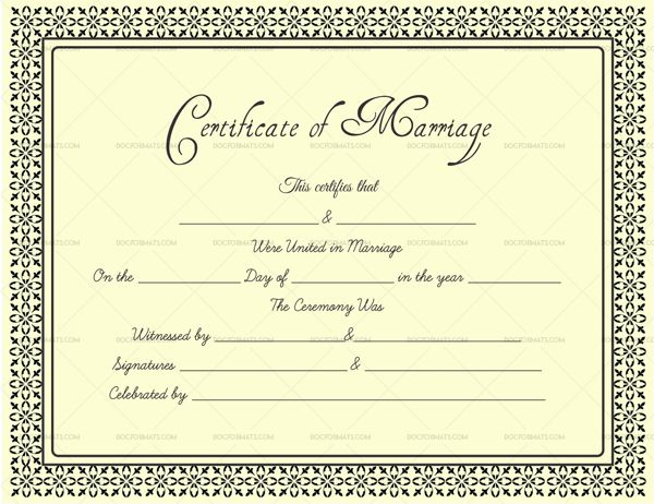 Wedding Certificate Format