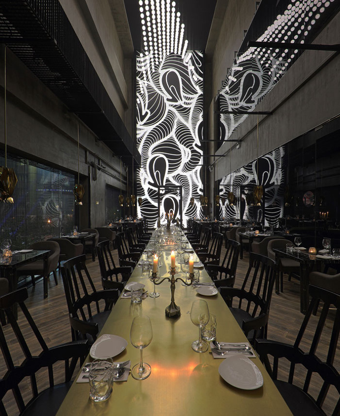 Asian Restaurant with Interactive Light Installation - #restaurant, restaurant, #decor, #interior, interior design