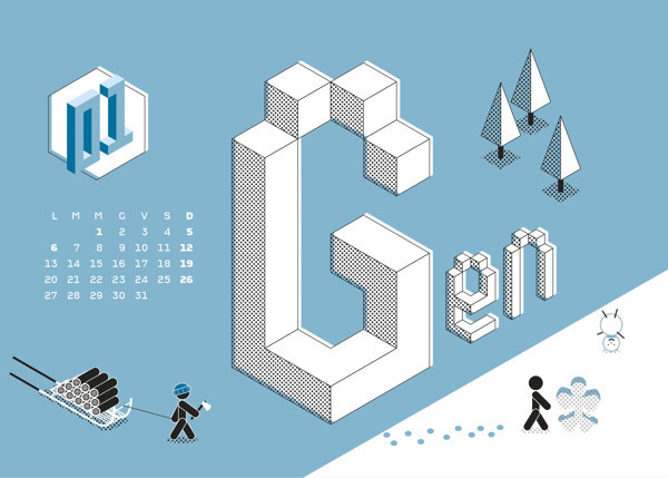 Calendario Algoritmo 2014 on Behance #year #month #calendar #months #calendar2014 #illustration #autumn #2014 #summer #spring #winter