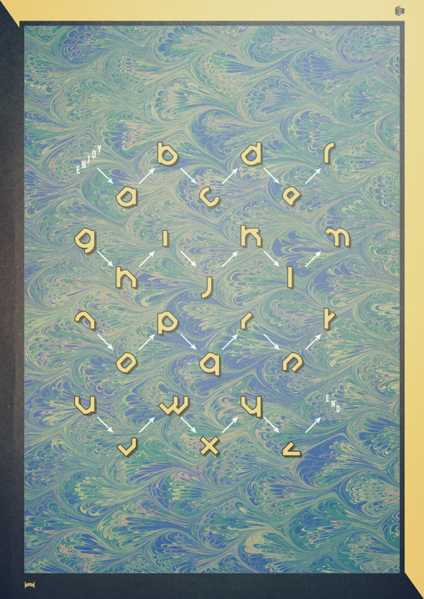 Untitled Font #font #vector #marbled #print #yellow #blue #paper #typography