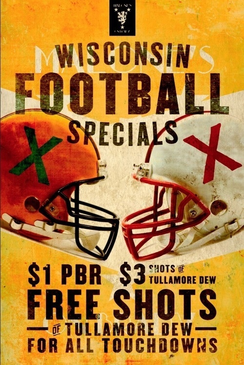 Wisco Football @ Malones By Rev Pop #retro #poster