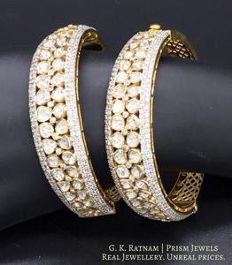 14k Gold and Diamond Polki Open Setting Bangle Pair - gold diamond polki kundan meena jadau jewellery