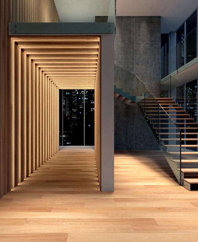 Floor Communicates with Walls at Cora Parquet New Collection - stairs, staircase, architecture, interior design