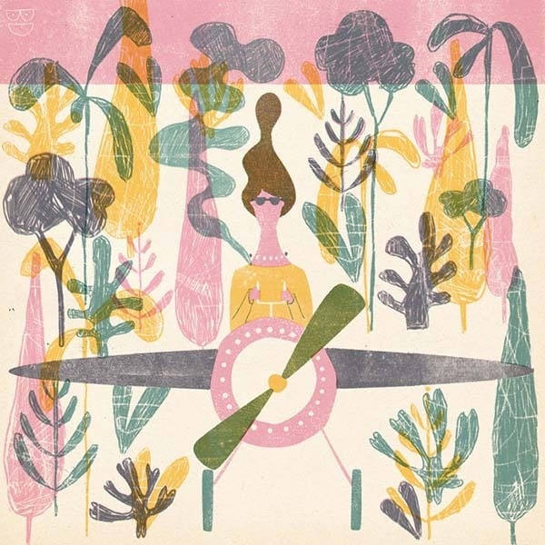 Woman in Aviation #plants #flight #aviation #illustration #plane