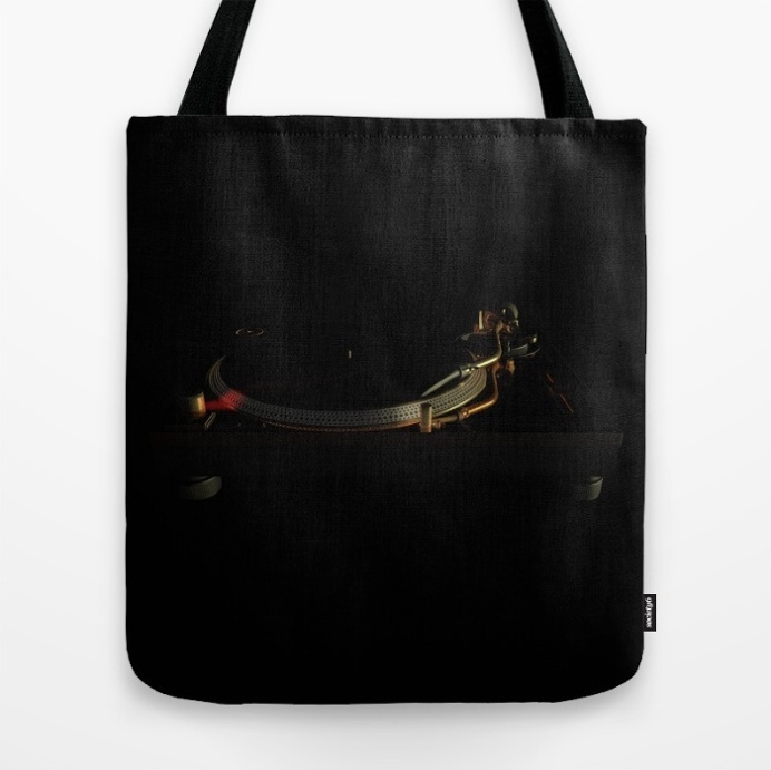 Turntable in the dark Tote Bag at Søciety6 #technics #dj #vinyl #3d #cgi #cinema4d #c4d #visualization #rickardarvius