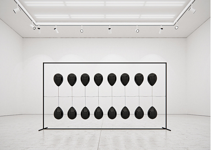 Black baloons art exhibition modern arty cool minimal best designblog design inspiration by mindsparklemag www.mindsparklemag.com