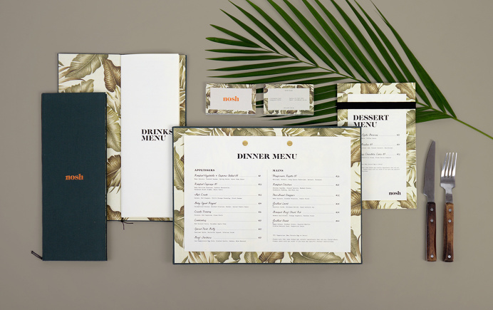 Nosh restaurant corporate design logo logotype branding identity deluxe luxury bar by Darling Visual Communications singapore mindsparkle ma