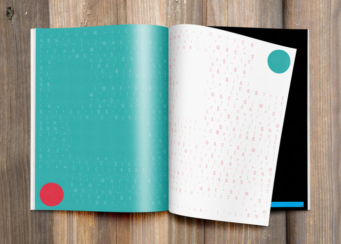 Ollie Goddard - Typographical spread on symbols. #pages #geometry #print #design #graphic #simple #spread #turn #double #typography