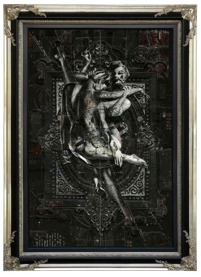 Handiedan #frame #ornate #white #pinup #black #and #collage #money