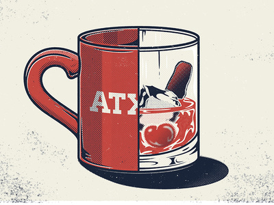 Afterhours ATX poster by Nathan Walker (All The Pretty Colors) @atpcdesign #coffee #cocktail #afterhours #screenprint