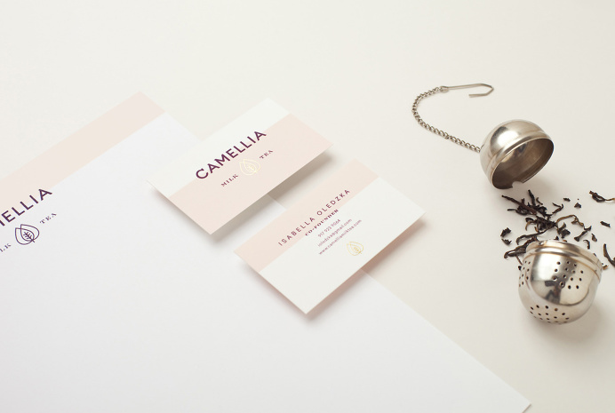 Brand Identity for Camellia Milk Tea by Menta. "Camellia Milk Tea is a new tea enthusiast start up that offers milk teas made with pure in