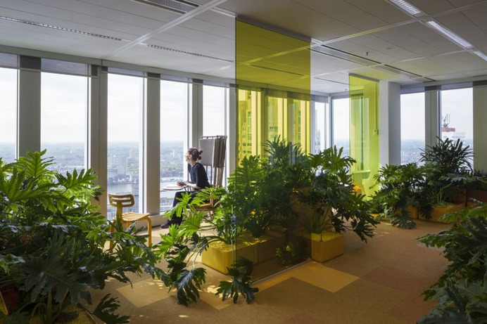 De Rotterdam interior by Studio Makkink & Bey and Group A #office #rotterdam #colourful #pixel #design #plants
