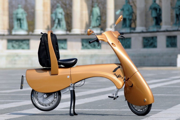 moveo lightweight electric scooter folds and rolls like a suitcase #moto
