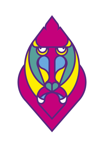 Urban tribe masks - Mandril by AdriÃ Molins #urban #geometry #tribe #fluorescent #illustrator #design #masks #adriamolins #barcelona #street #art #face #animal