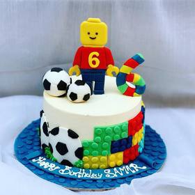 Half Lego And Half Football Cake,null