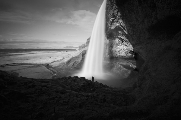 Seljalandsfoss waterfall bw #white #seljalandsfoss #& #flickr #black #colossal #finds #photography #waterfall #mcdougall #paddy