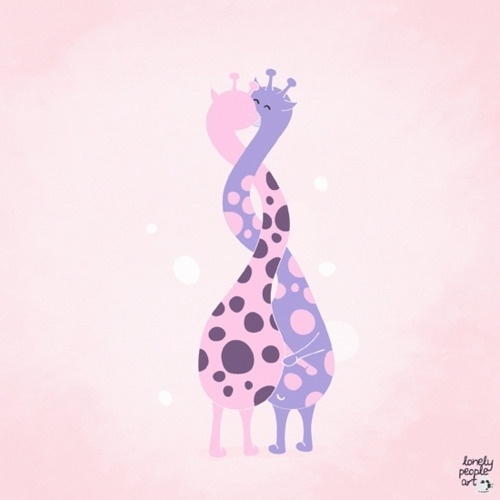 Lonelypeopleart :: drawing diary for lonely people, 17th Aug 2011Â : Twist of love Art Print available... #giraffe #love #lonelypeopleart #animals