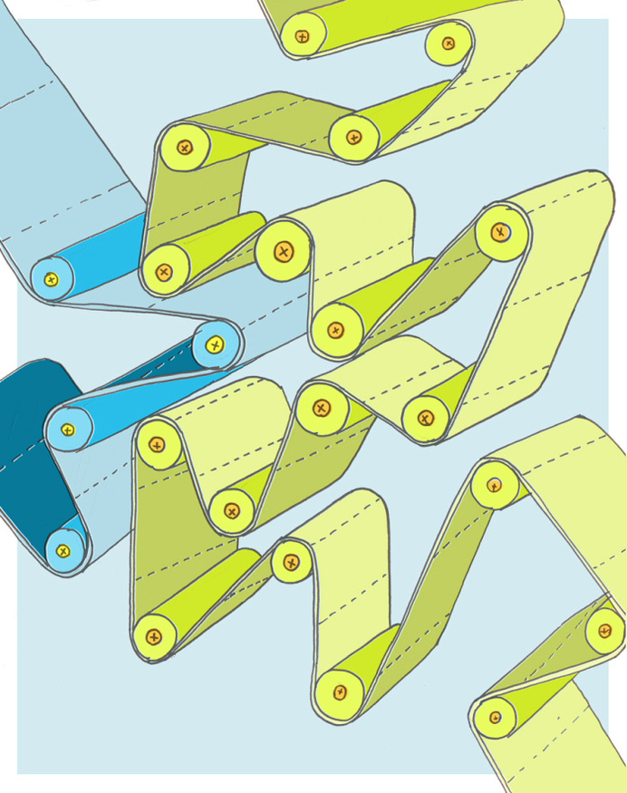 conveyor belt. this way and that. www.anditisgood.com #machine #print #design #graphic #illustration #art #poster #belts