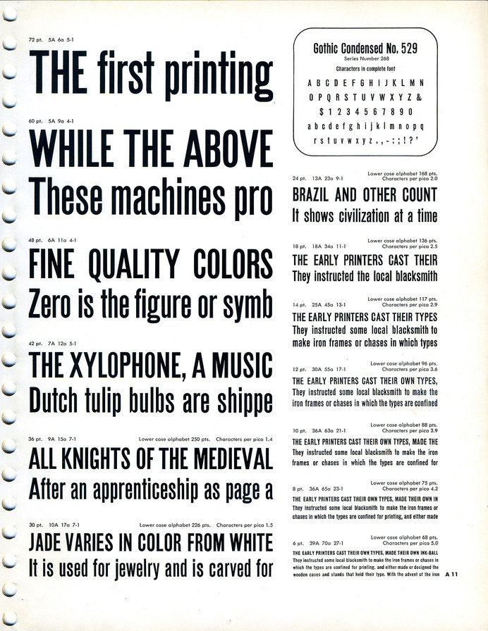 Gothic Condensed № 529 font specimen #type #specimen