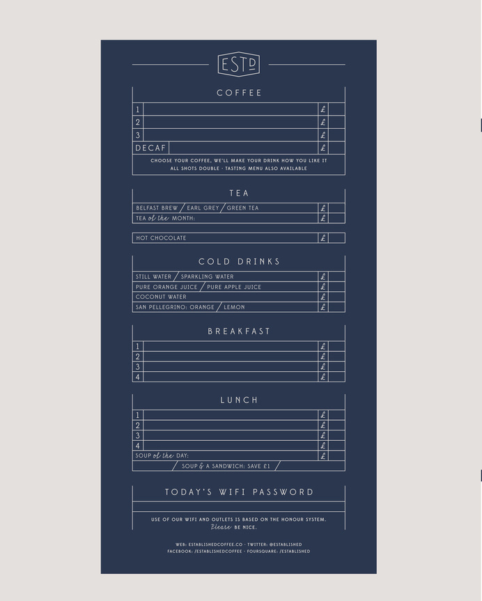 Menu, typography, layout, dan cassaro, blue, coffee