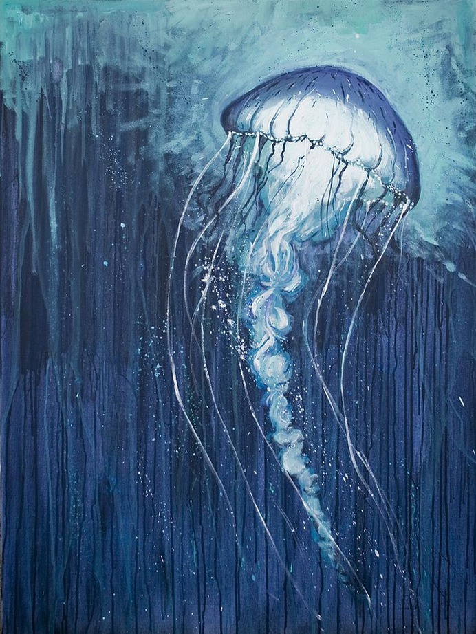 easy jellyfish painting & jellyfish paint by numbers