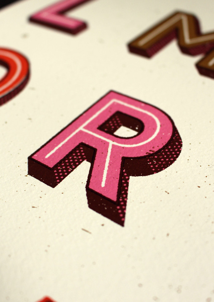 R - Detail of a print by Telegramme #print #alphabet #screenprint #texture