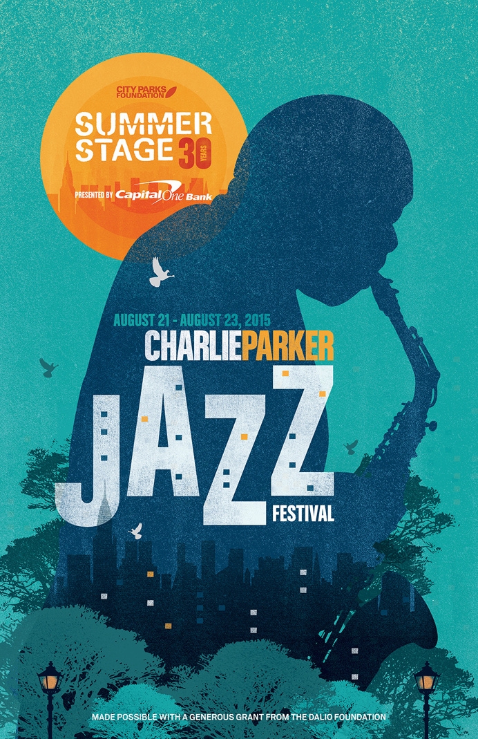 SummerStage30 Charlie Parker Jazz Festival Commemorative Poster #summer #charlieparker #jazz #illustration #graphicdesign #texture #park #gr