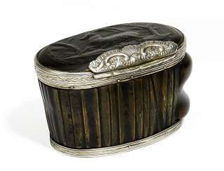 Hunting ibex horn box with silver mounts. Austria