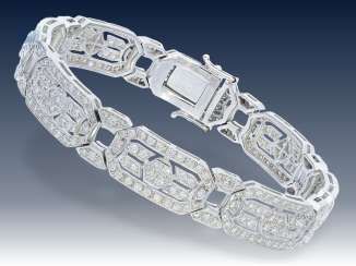 Armband: hochwertiges Brillant-Armband im Stil des Art déco, ca. 5ct Brillanten in Spitzenqualität