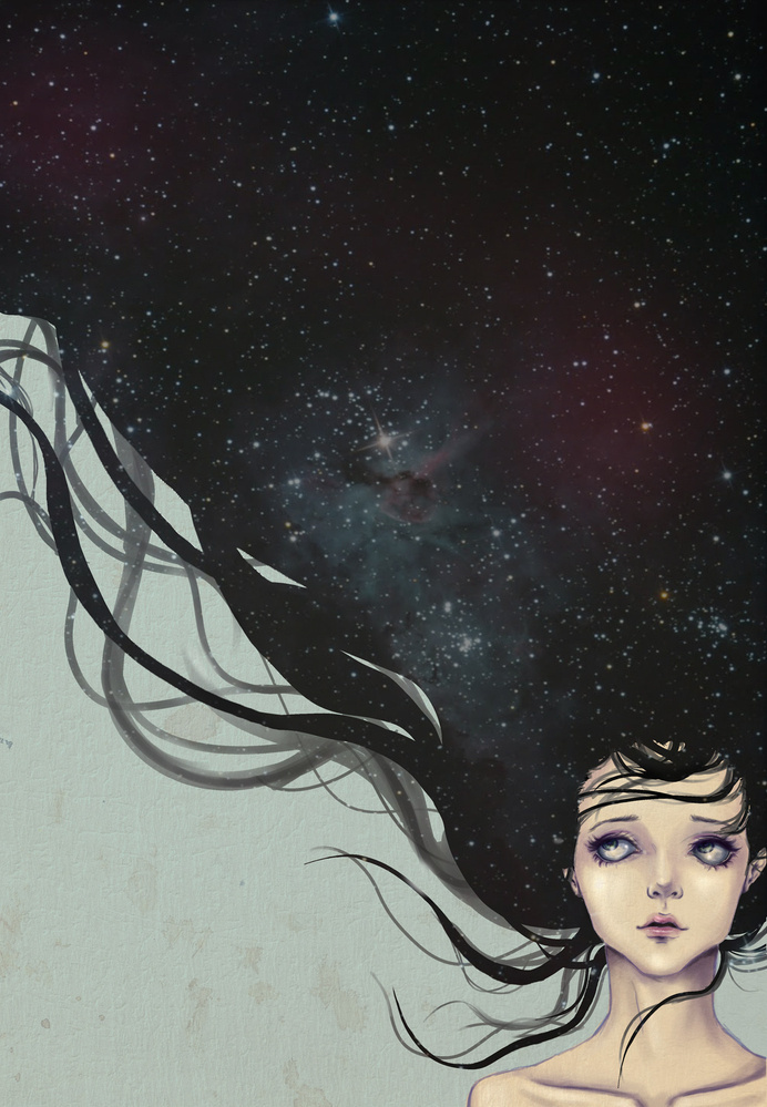Starry Night by Spoiled-kitten #illustration #portrait #drawing #painting
