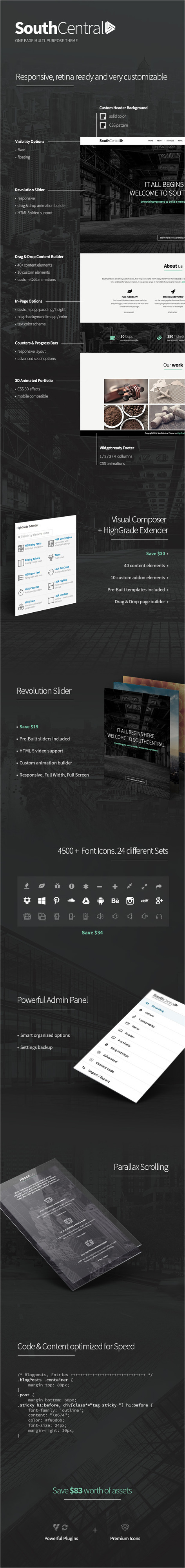 SouthCentral - One Page Parallax WordPress Theme #wordpress #parallax #one page
