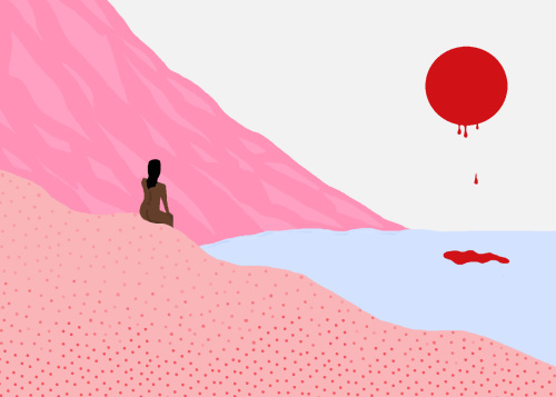 Woman watching dying sun