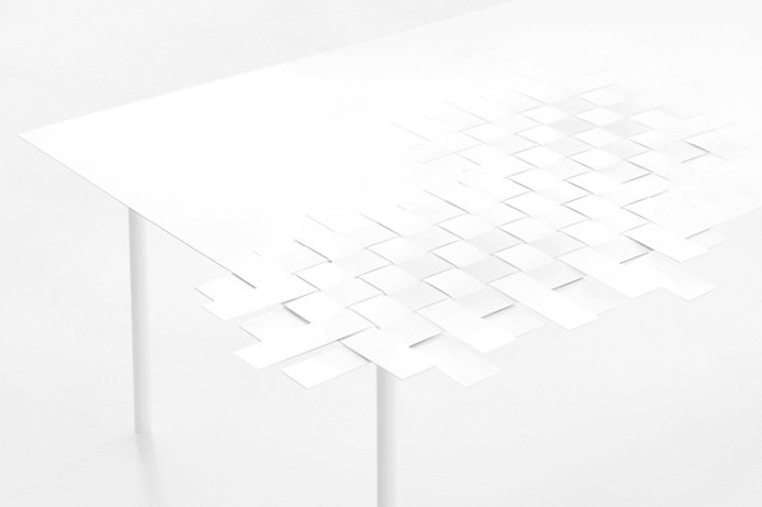 Woven Table by Nendo - IPPINKA From Nendo, a Japanese company, comes the Woven Table collection from the company's "invisible outlinesâ