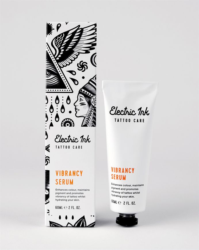 Branding and packaging design for tattoo care range Electric Ink by Leeds-based design studio Robot Food.