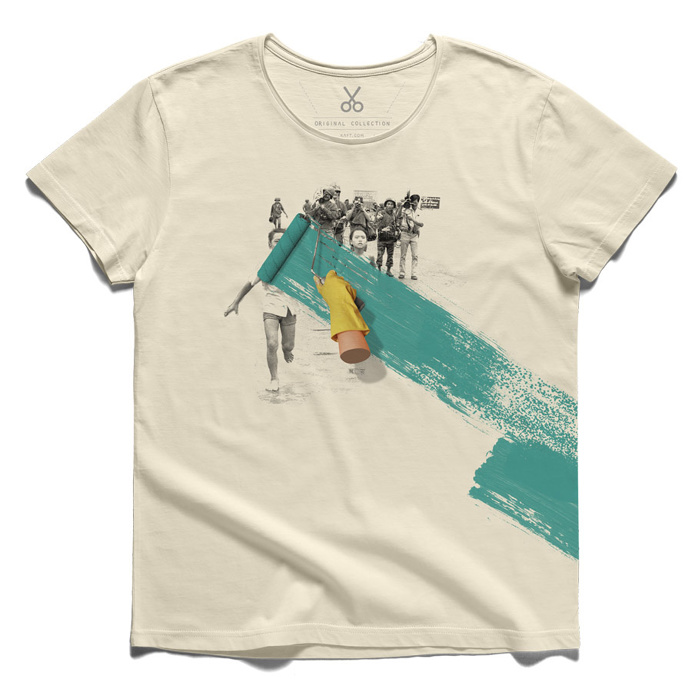 T-shirts design idea #45: #mutatio #beige #tee #tshirt #paint #brush #camus #war #vietnam